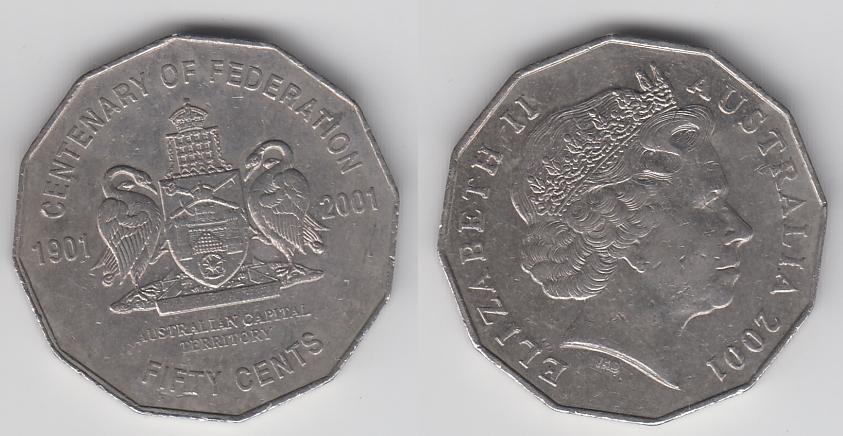 Австралия 50 центов 2001 Столичная территория