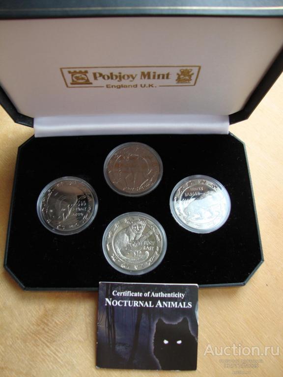 Сьерра Леоне 10 долларов 2008 Ночные животные 4 монеты СЕРЕБРО Бриллианты #3