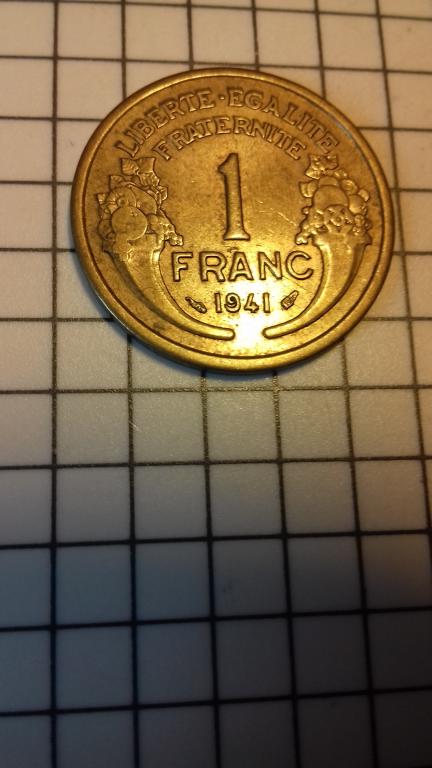 1 франк 1941г., Франция, оригинал, хорошее состояние, №1847