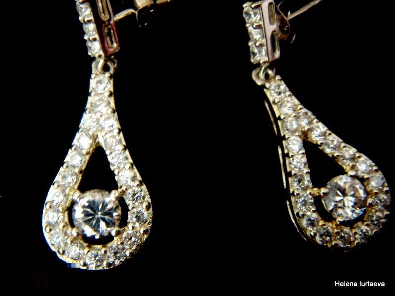 Серьги капли серебро Англия 1970 е 