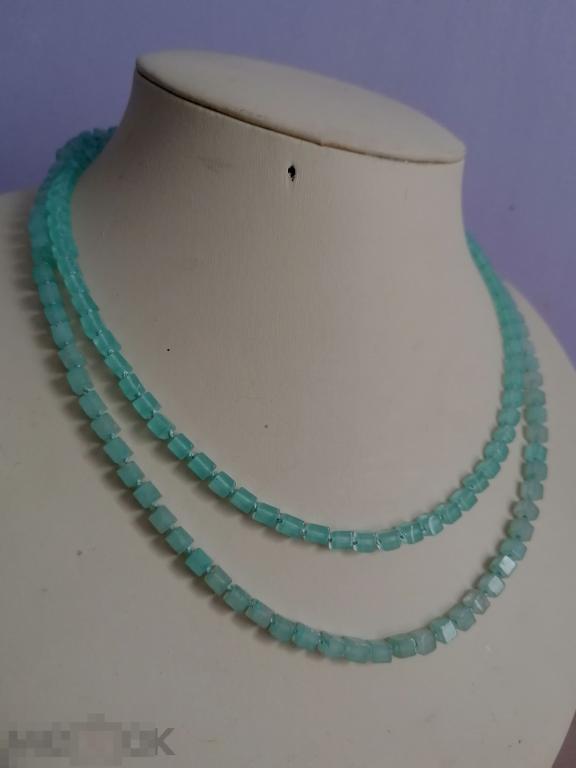 Колье ар деко цвет аквамарина серебро 