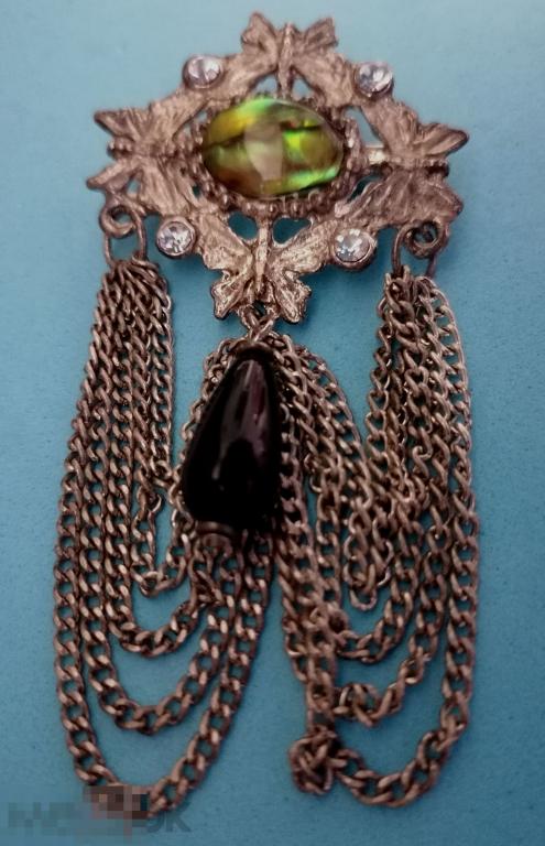 Брошь винтаж под чёрный опал 80 мм. 