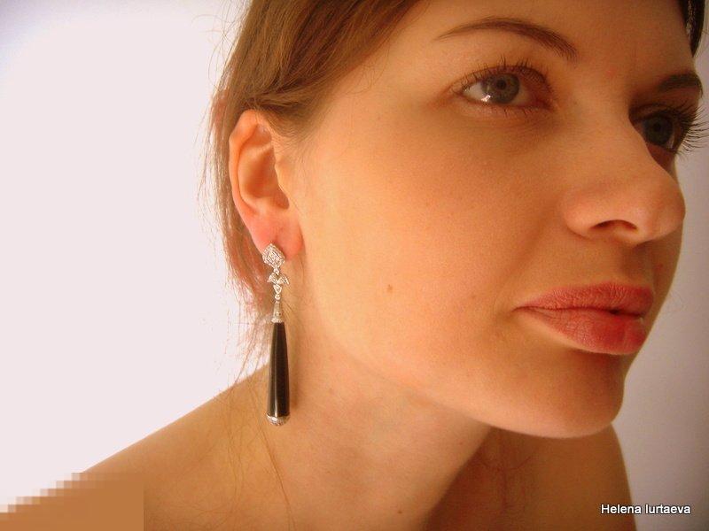 Серьги уникальные  белое золото 128 БРИЛЛИАНТОВ