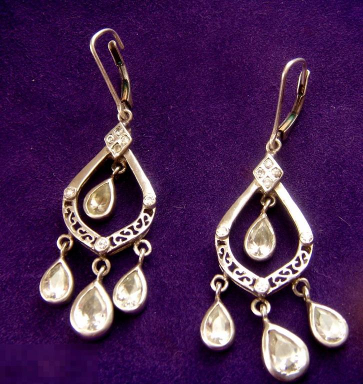 Серьги крупные редкость!! СЕРЕБРО 925 Хрусталь стиль ВИКТОРИАНСКАЯ АНГЛИЯ