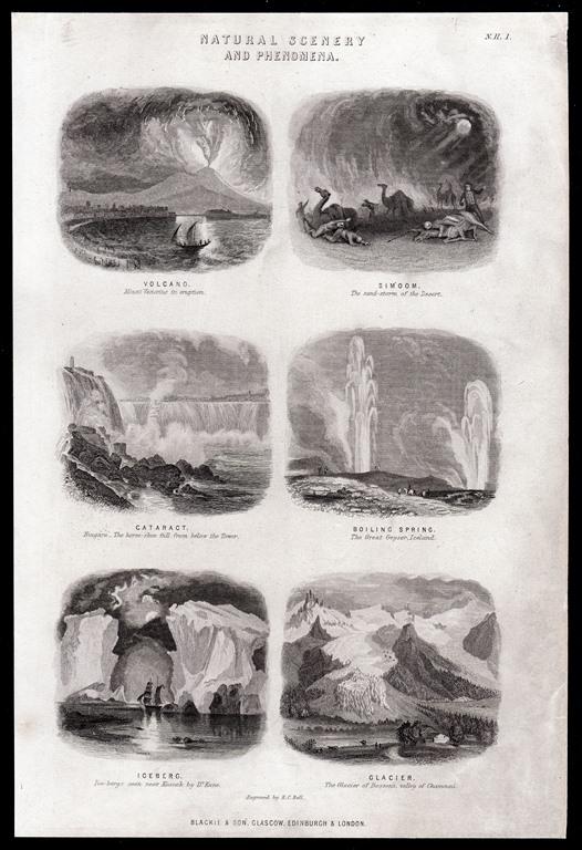 гравюра Англия  Природные пейзажи и явления Natural Scenery and Phenomena 1858 год