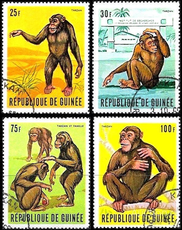 Гвинея 1969 MiNr 532-35. Обезьяна Тарзан. Гаш. (1.7 € / 1.1 $)