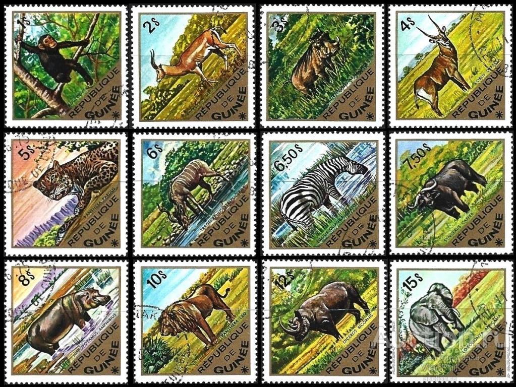 Гвинея 1975 MiNr 717A-728A. Дикие животные Африки. Гаш. (12 € / 6.2 $)