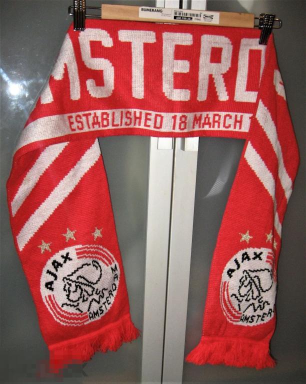 ШАРФ  СПОРТ ПОЛИЭСТЕР AFC AJAX FOOTBOLL CLUB  134*17  ДВОЙНОЙ 