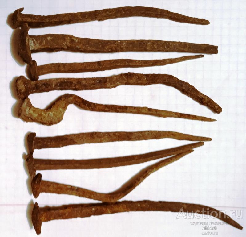 Кованые старинные гвозди. 9 шт.