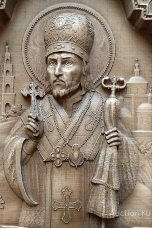 Иосаф Белгородский. Икона резная. Натуральное дерево