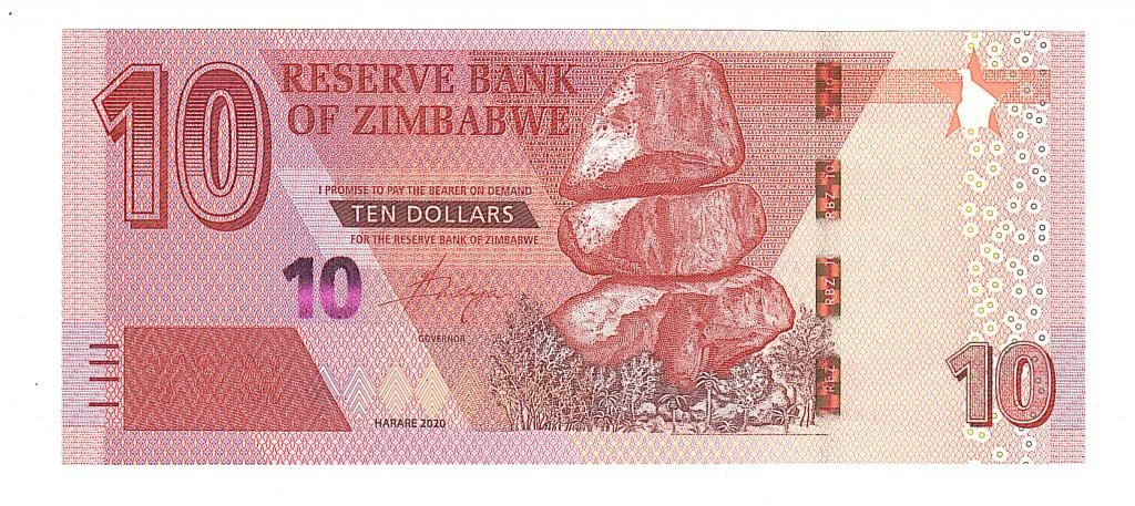 Зимбабве 10 долларов 2020 UNC