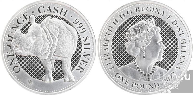 Остров Святой Елены 1 фунт, 2022 Дикая природа Индии - Носорог