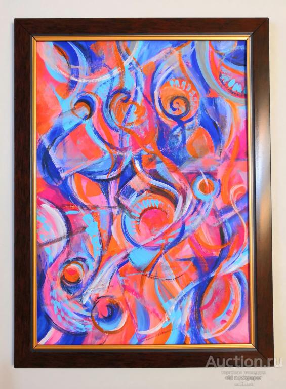 Картина. Розовый фламинго. Акрил на картоне 21 на 30 см.