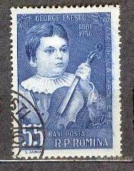 Румыния  1956  Mi 1630 Энеску 5 лет скрипка