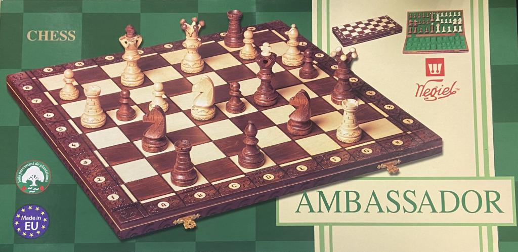 Большие деревянные шахматы с доской Амбассадор / Ambassador