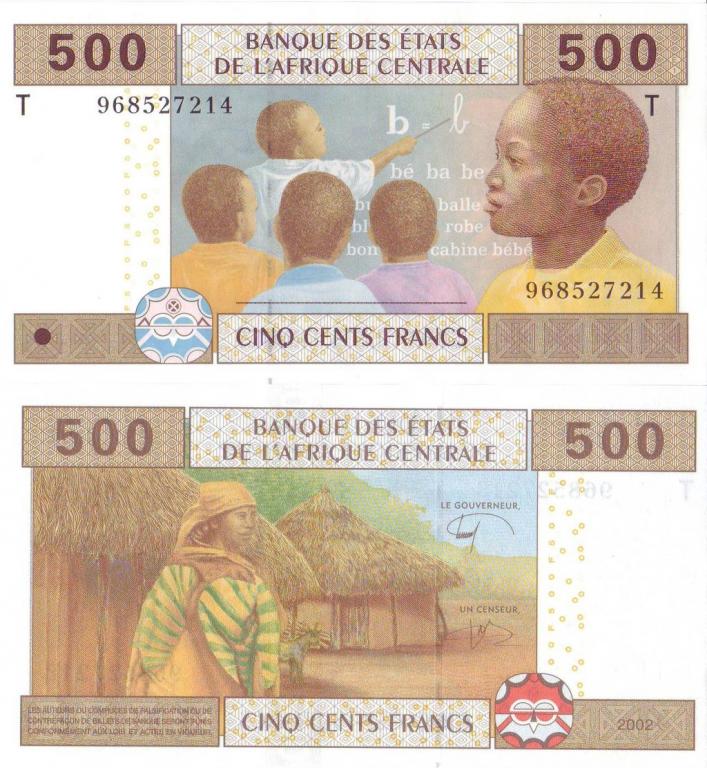 Конго (T) 500 франков КФА 2002 P106Td пресс unc