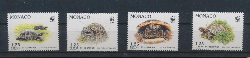 1991.МОНАКО. РЕПТИЛИИ. ЧЕРЕПАХИ. 4 Mi# 2046-2049.MNH (590/2)