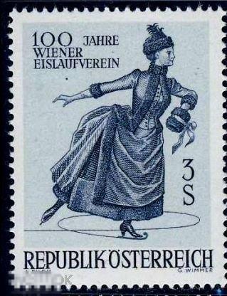 1967 Австрия. 100 лет Венскому союзу конькобежцев. Фигурное катание. Женщины. 1 марка**(48)