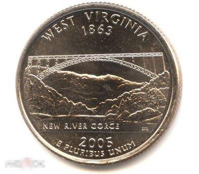 МОНЕТА 25 ЦЕНТОВ 2005 «ЗАПАДНАЯ ВИРДЖИНИЯ» США, двор P