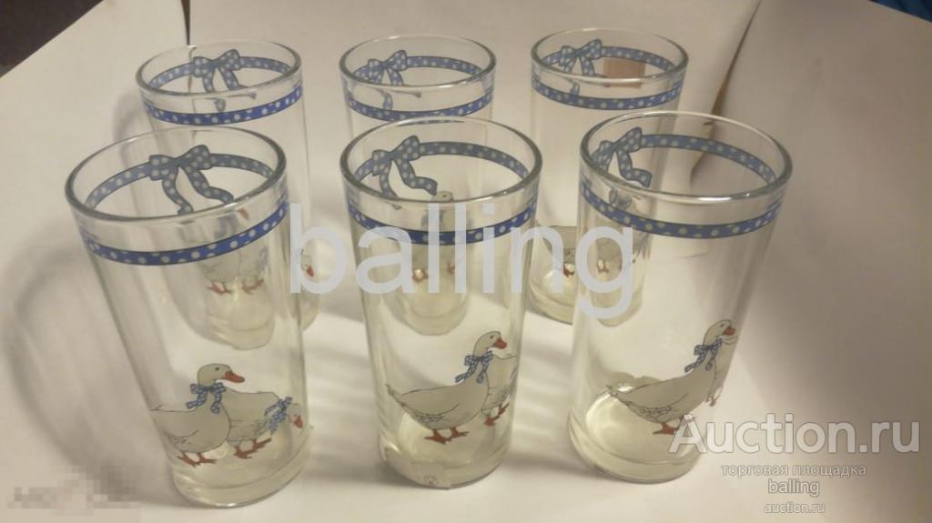 Стаканы птицы Ретро Стекло шесть штук 