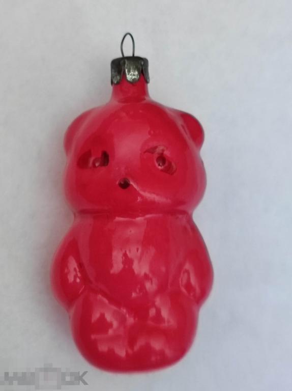 Новогодняя Игрушка СССР винни-пух мишка медведь на ёлку  елочное украшение стекло новогоднее 