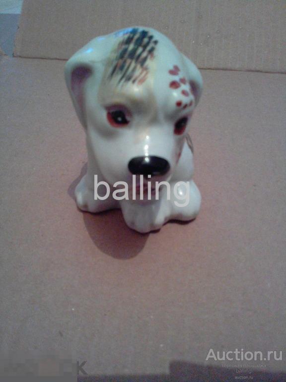 ФАРФОРОВАЯ СТАТУЭТКА -  собачка дулево 