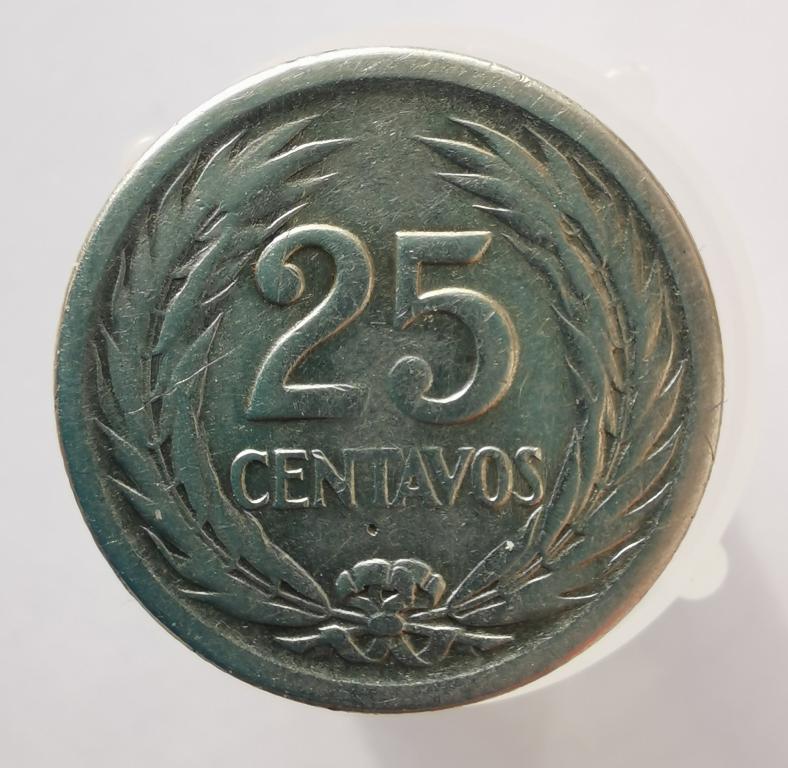 Сальвадор 25 сентаво 1953 серебро сохранность