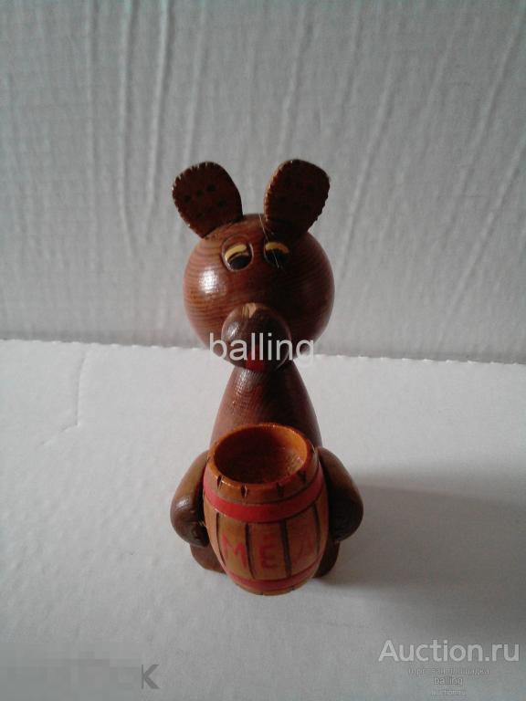 медведь Времен СССР. дерево кукла 