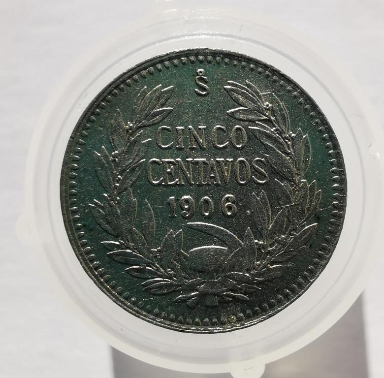 Чили 5 сентаво 1906 серебро сохранность