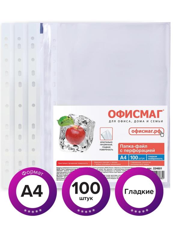 Папка-файл, вкладыш, мультифора с перфорацией пластиковая, А4, комплект ...