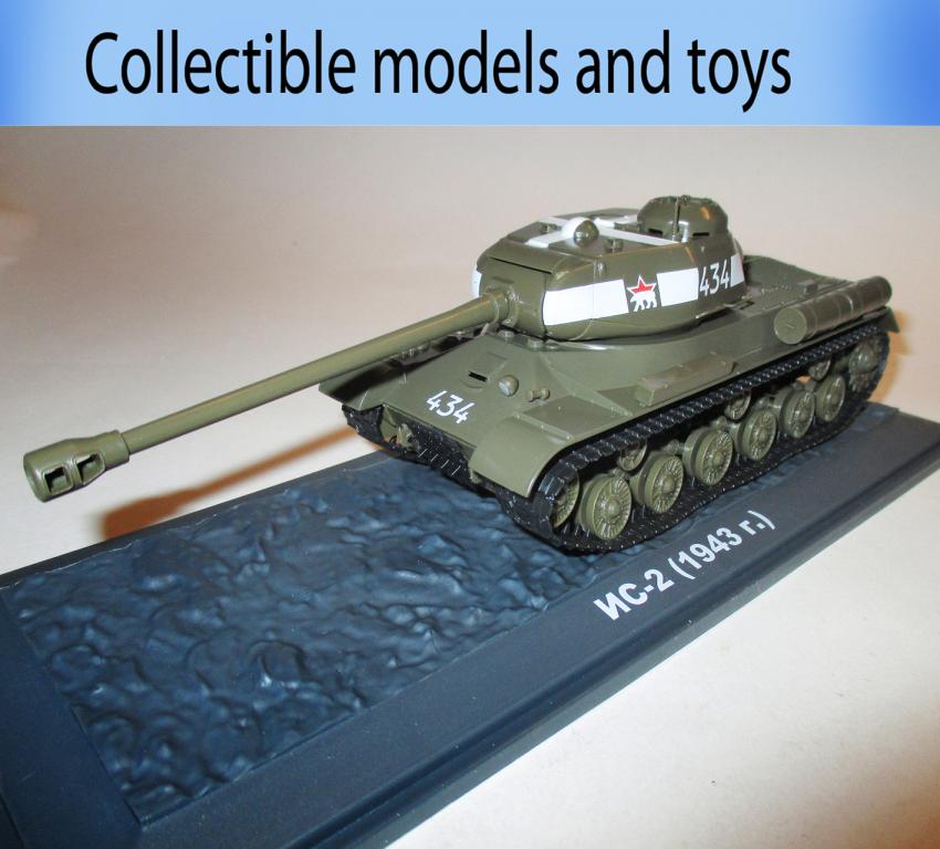 модель танка ИС-2 1943г. на постаменте. Легенды мировой бронетехники 1-43