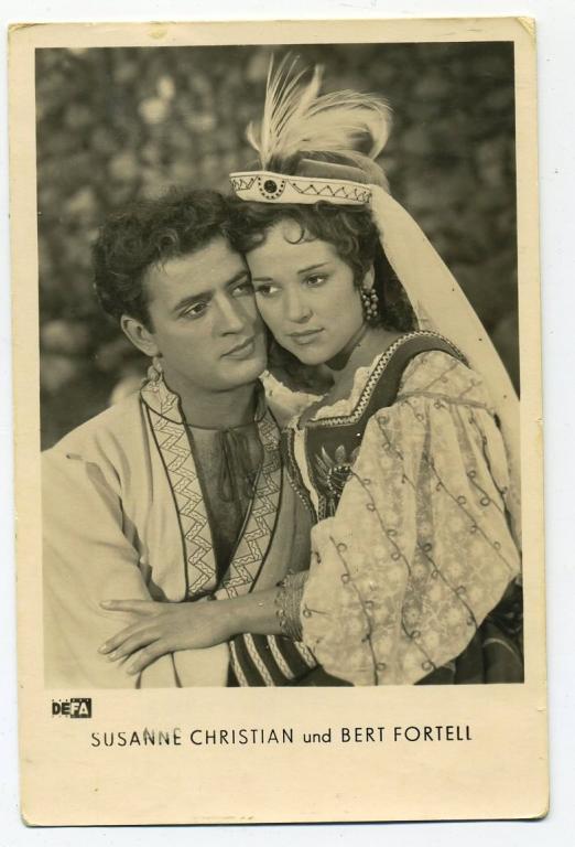 Артисты - Сюзанна Кристиан и Берт Фортелль - 1957 год - открытка ГДР