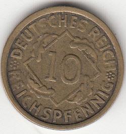 10 пфенигов 1924 J  Германия