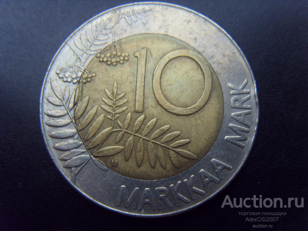 Финляндия 10 марок 1993 г. КМ# 77. Птица, тетерев