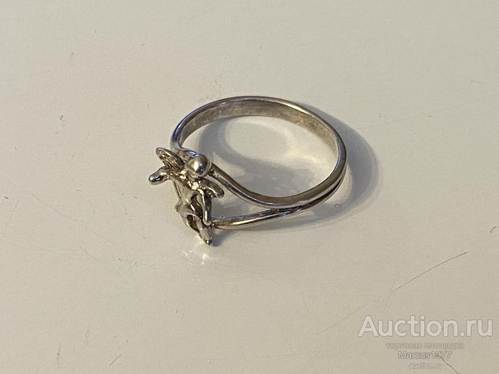 Серебряное кольцо с ангелом. 925 пр. 18 р-р. Англия