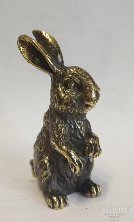 Кролик большой - сувенирная фигурка из бронзы, новогодний подарок, символ года