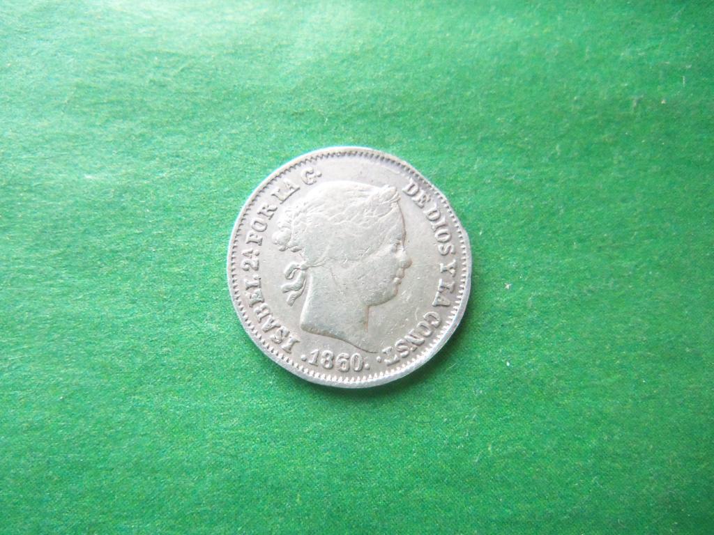 Испания 1 реал 1860 г. Изабелла II,серебро.