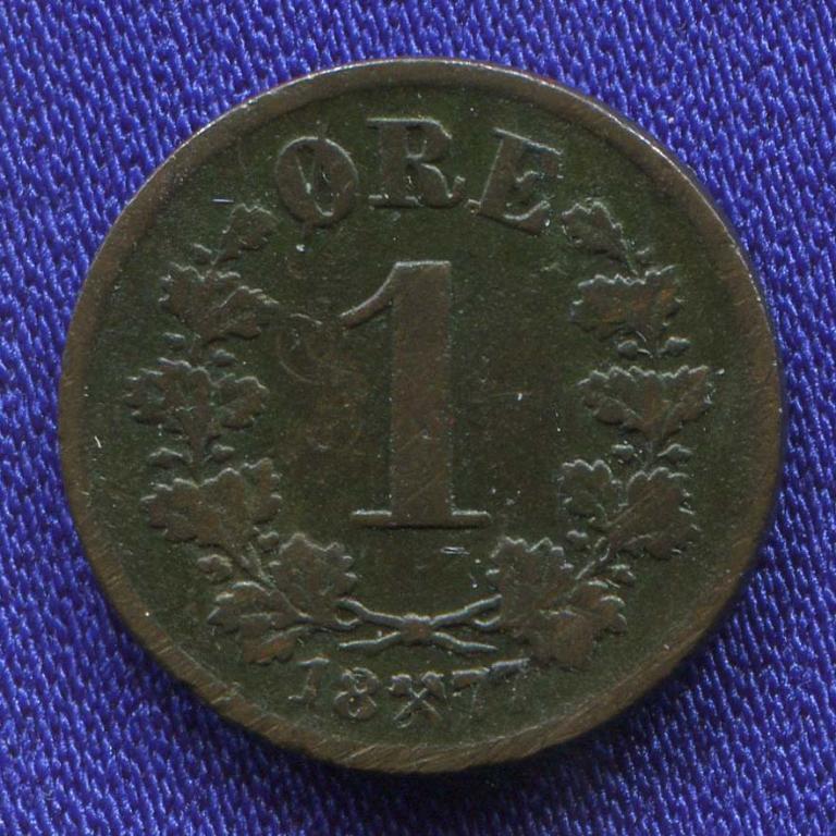 Норвегия 1 эре 1877 VF-XF R