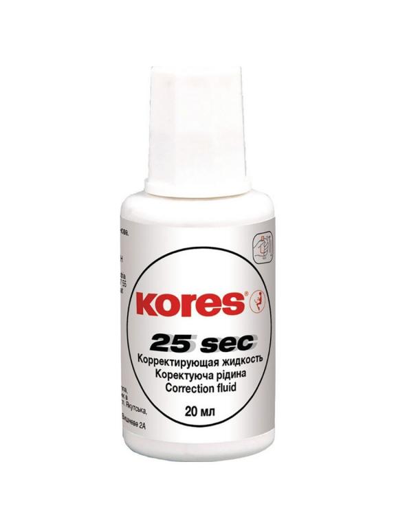 Корректирующая жидкость KORES WHITE 20мл на быстросохн основе, кисточка ...