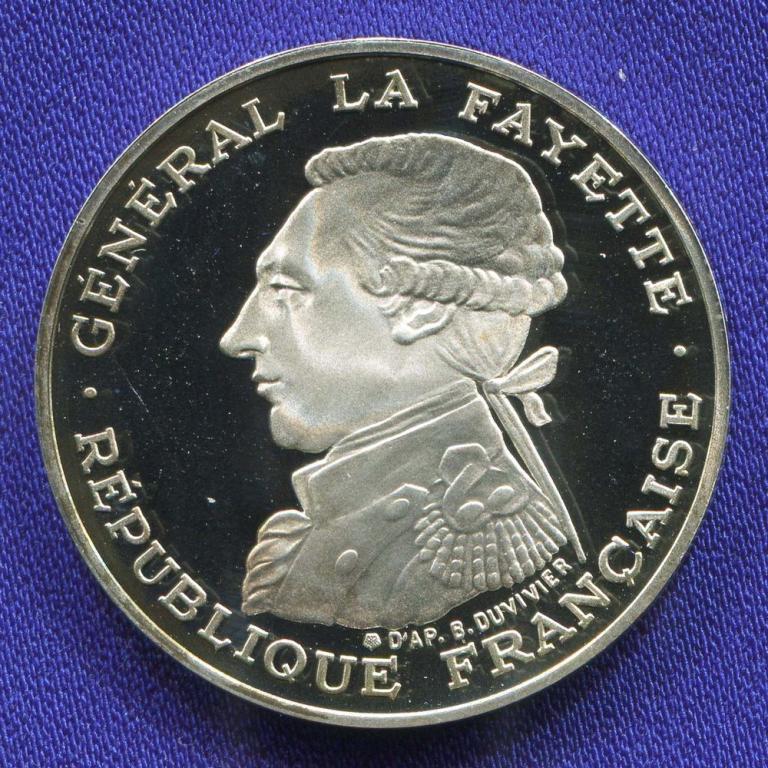 Франция 100 франков 1987 Proof 230 лет со дня рождения Жильбера Ла Файета