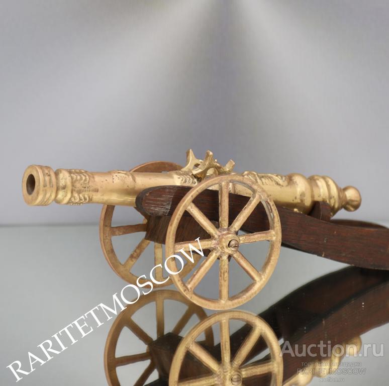 Пушка антикварная старинная лафет бронза латунь Англия 2