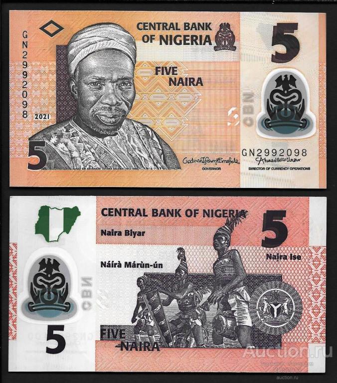 Нигерия 5 найра 2021 года   P-38l   полимер   UNC