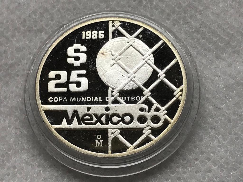 Мексика 25 песо 1986 Чемпионат мира по футболу 1986 Серебро ПРУФ