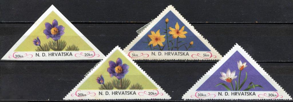 Хорватия в изгнании 1952 флора цветы 4 м. * 