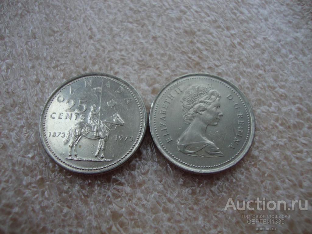 Канада 25 центов 1973 Королевская Канадская конная полиция 100 лет