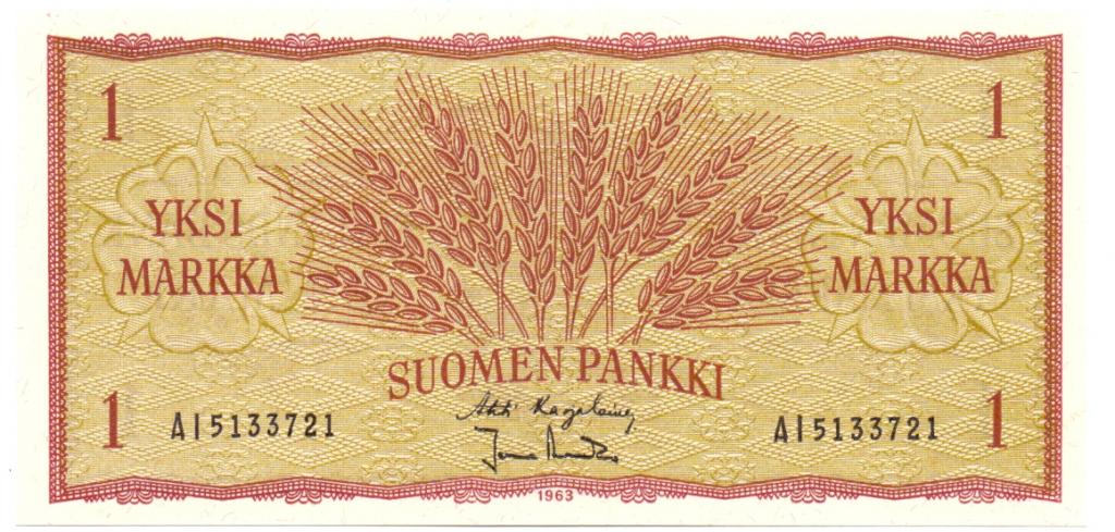 1 марка 1963 AI 5133721 Финляндия пресс