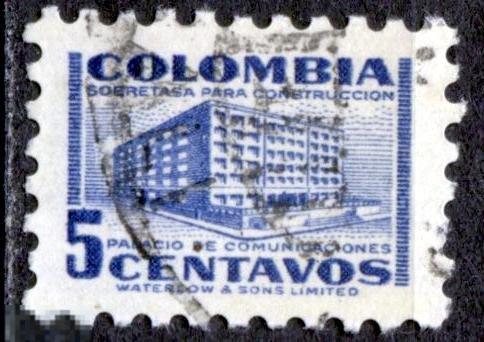 Колумбия 1952 строительство почтамта Mi 637 гашеная 