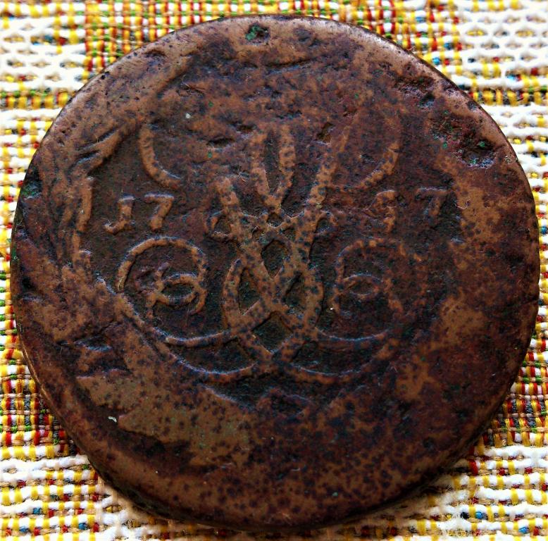 2  КОПЕЙКИ  1757 г.  ПЕРЕЧЕКАН  С  ОБЛАЧНИКА .  ОРИГИНАЛ .  № 23