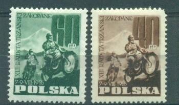 Польша 1955 г. серия Международные соревнования  негашеная* (клей, след наклейки)