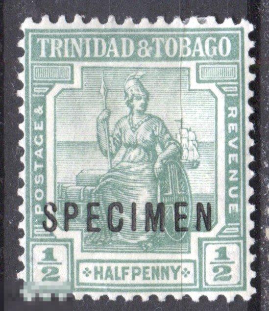 Тринидад колонии 1909 Mi 67 надпечатка образец specimen MH 